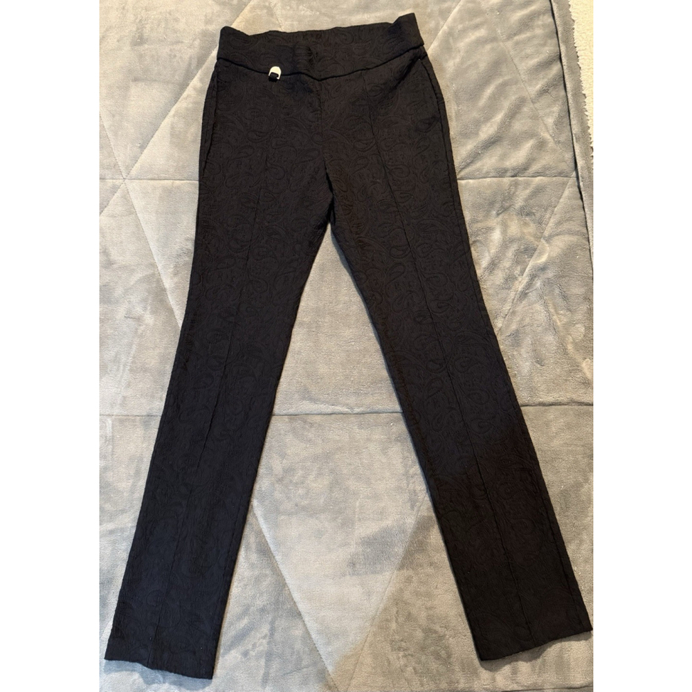 Women's Rafaella Comfort Black Slim Fit Stretch Textured Dress Pants Size 6